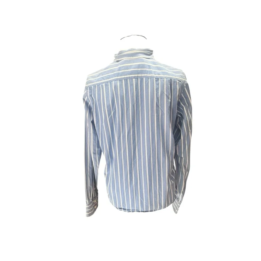 Abercrombie Shirt Youth Size Large Blue White Striped‎ Classic Button Up